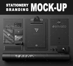 酷黑风格的办公文具模型：Stationery Branding Mock-Up